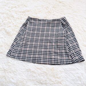 Altar'd State Plaid A-Line Skirt in Black and White